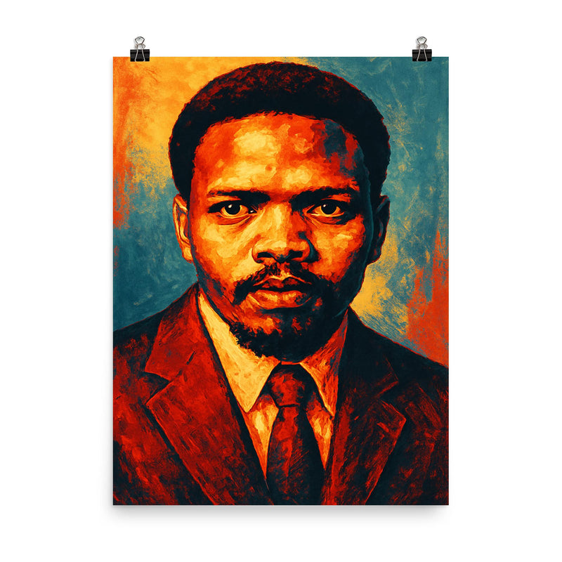 Steve Biko poster on a plain backdrop in size 8