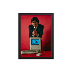 Steve Jobs framed print on a plain backdrop in size 12"x16".