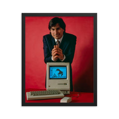 Steve Jobs framed print on a plain backdrop in size 16"x20".