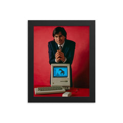 Steve Jobs framed print on a plain backdrop in size 8"x10".