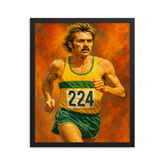 Steve Prefontaine framed print on a plain backdrop in size 16"x20".