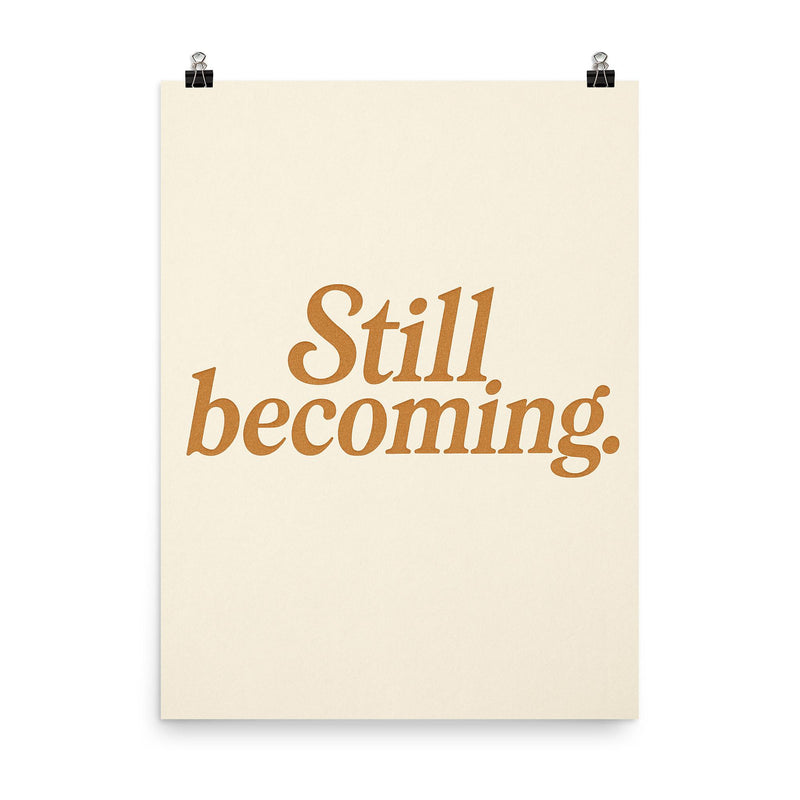 Still becoming poster on a plain backdrop in size 8