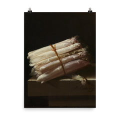 Still Life with Asparagus by Adriaen Coorte, 1697 poster on a plain backdrop in size 8"x10".