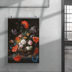 Still Life with Flowers and a Watch by Abraham Mignon poster 4