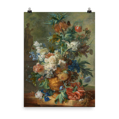 Still Life with Flowers by Jan van Huysum, 1723 poster on a plain backdrop in size 8"x10".