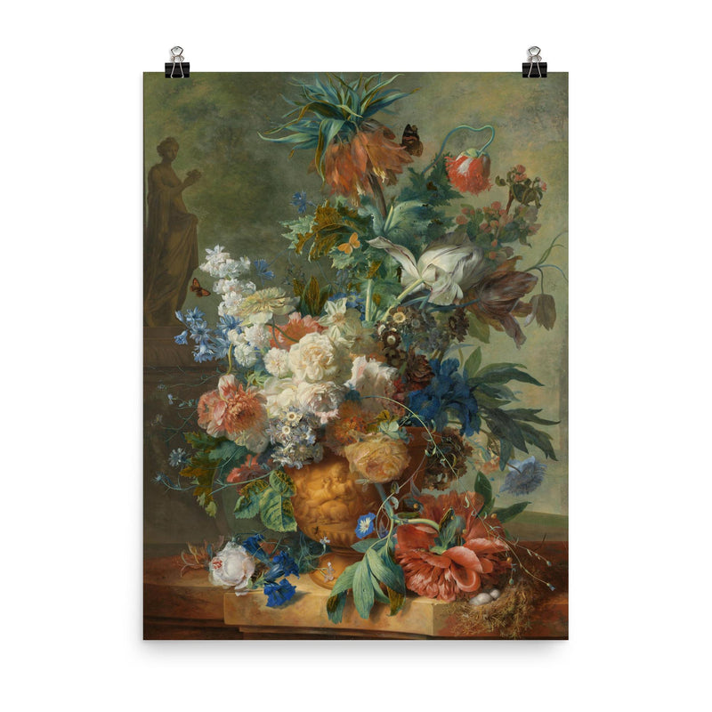 Still Life with Flowers by Jan van Huysum, 1723 poster on a plain backdrop in size 8