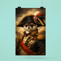 Stoat in Napoleonic bicorne portrait poster 6