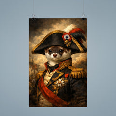 Stoat in Napoleonic bicorne portrait poster 9