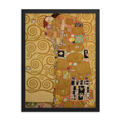 Stoclet Frieze - Fulfillment by Gustav Klimt framed print on a plain backdrop in size 18"x24".