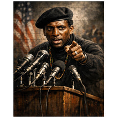 Stokely Carmichael black beret podium portrait jigsaw puzzle