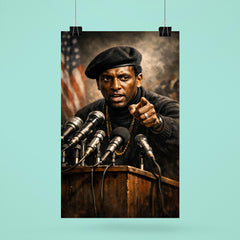 Stokely Carmichael black beret podium portrait poster 6