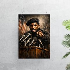 Stokely Carmichael black beret podium portrait poster 7