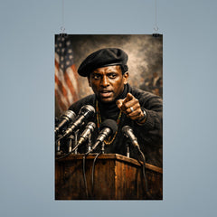 Stokely Carmichael black beret podium portrait poster 9