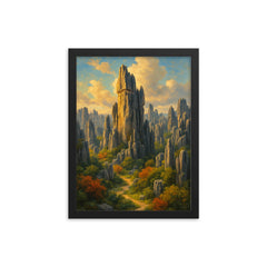 Stone Forest Shilin China framed print on a plain backdrop in size 12"x16".