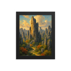 Stone Forest Shilin China framed print on a plain backdrop in size 8"x10".