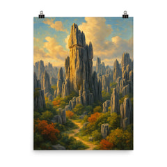 Stone Forest Shilin China poster on a plain backdrop in size 8"x10".