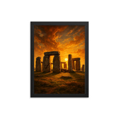 Stonehenge framed print on a plain backdrop in size 12"x16".