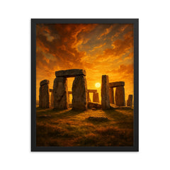 Stonehenge framed print on a plain backdrop in size 16"x20".