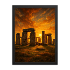 Stonehenge framed print on a plain backdrop in size 18"x24".