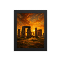 Stonehenge framed print on a plain backdrop in size 8"x10".