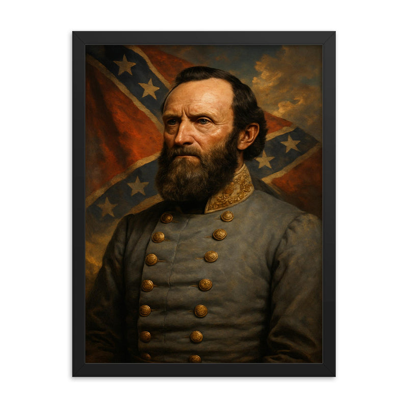 Stonewall Jackson framed print on a plain backdrop in size 18