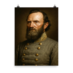 Stonewall Jackson portrait poster on a plain backdrop in size 8"x10".