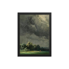 Storm-Ridden Landscape by Robert Zünd, 1854 framed print on a plain backdrop in size 12"x16".
