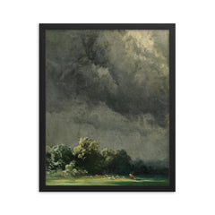 Storm-Ridden Landscape by Robert Zünd, 1854 framed print on a plain backdrop in size 16"x20".