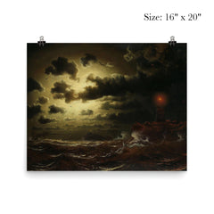 Stormy Sea at Lighthouse by Marcus Larson, 1859 poster 2