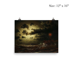 Stormy Sea at Lighthouse by Marcus Larson, 1859 poster 3