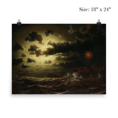 Stormy Sea at Lighthouse by Marcus Larson, 1859 poster 5