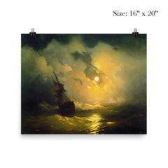 Stormy Sea at Night by Ivan Ayvazovsky poster 2