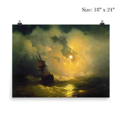 Stormy Sea at Night by Ivan Ayvazovsky poster 5
