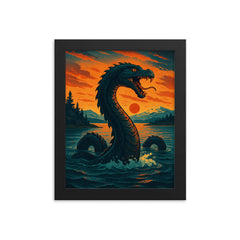 Storsjön Storsie Monster Sweden framed print on a plain backdrop in size 8"x10".