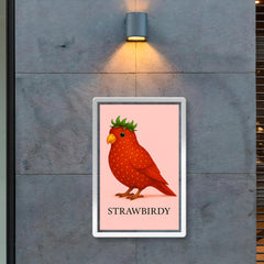Strawbirdy - a bird crossed with a strawberry poster 2