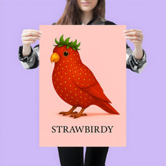Strawbirdy - a bird crossed with a strawberry poster 3