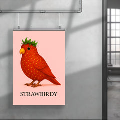 Strawbirdy - a bird crossed with a strawberry poster 4