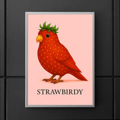 Strawbirdy - a bird crossed with a strawberry poster 5