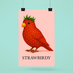 Strawbirdy - a bird crossed with a strawberry poster 6