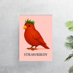 Strawbirdy - a bird crossed with a strawberry poster 7