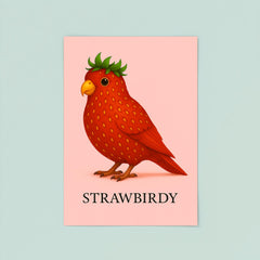 Strawbirdy - a bird crossed with a strawberry poster 8