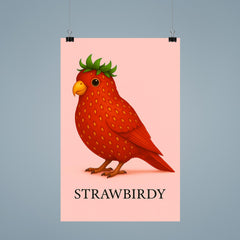Strawbirdy - a bird crossed with a strawberry poster 9