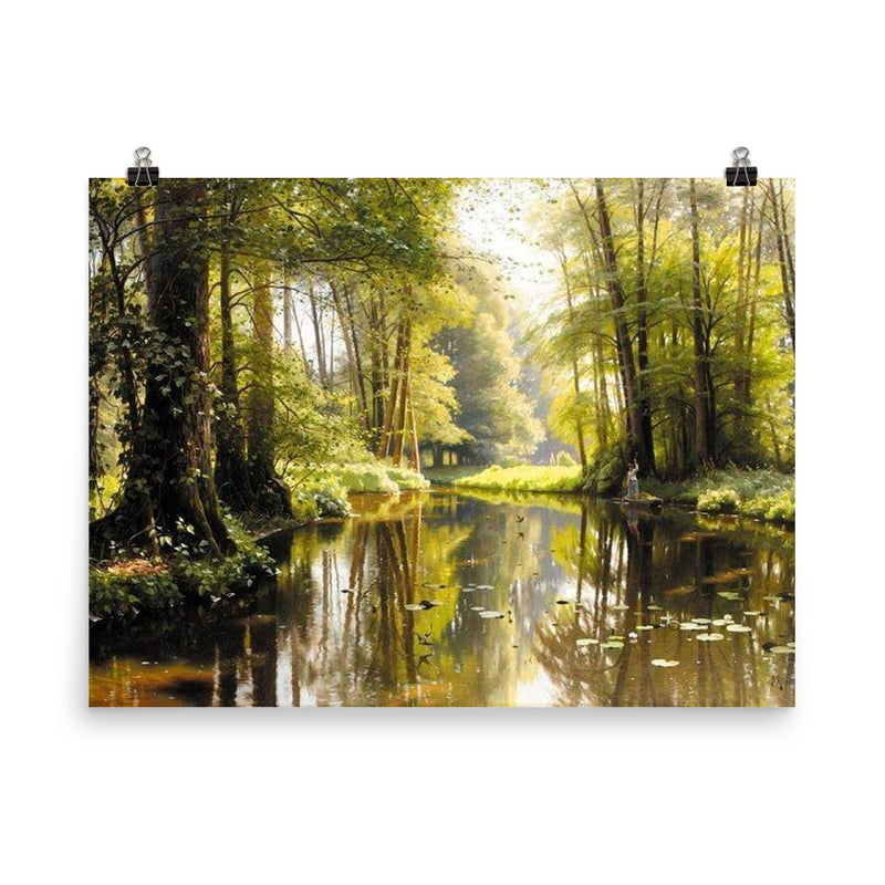 Streaming in the Woods by Peder Mork Monsted, 1911 poster on a plain backdrop in size 8