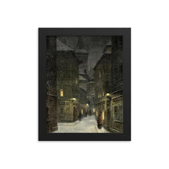 Street in the Evening, Prague by Jakub Schikaneder framed print on a plain backdrop in size 8"x10".