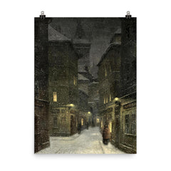 Street in the Evening, Prague by Jakub Schikaneder poster on a plain backdrop in size 8"x10".