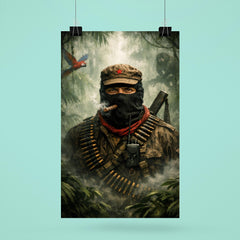 Subcomandante Marcos beneath jungle mist poster 6