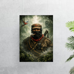 Subcomandante Marcos beneath jungle mist poster 7