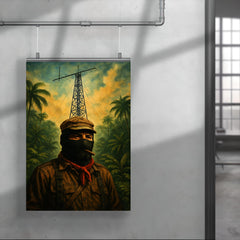 Subcomandante Marcos beneath jungle radio antenna poster 4