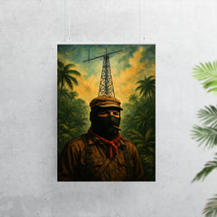 Subcomandante Marcos beneath jungle radio antenna poster 7