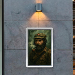 Subcomandante Marcos in jungle mist and pipe smoke poster 2
